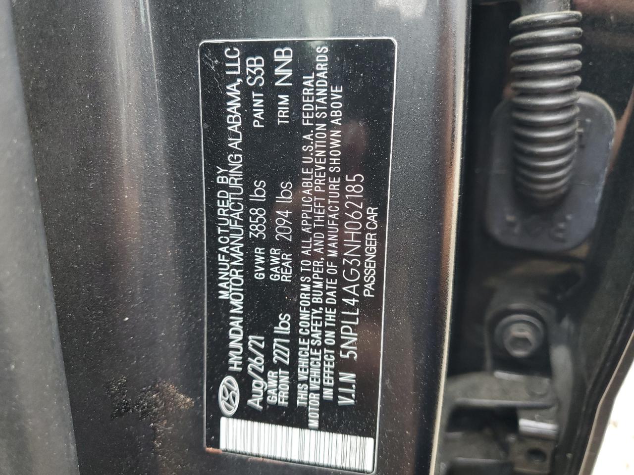 2022 HYUNDAI ELANTRA SE VIN:5NPLL4AG3NH062185