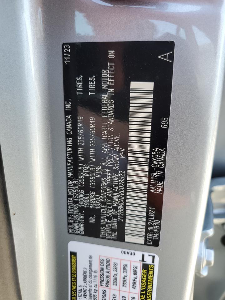 2024 LEXUS RX 350H BASE VIN:2T2BBMCA7RC028522