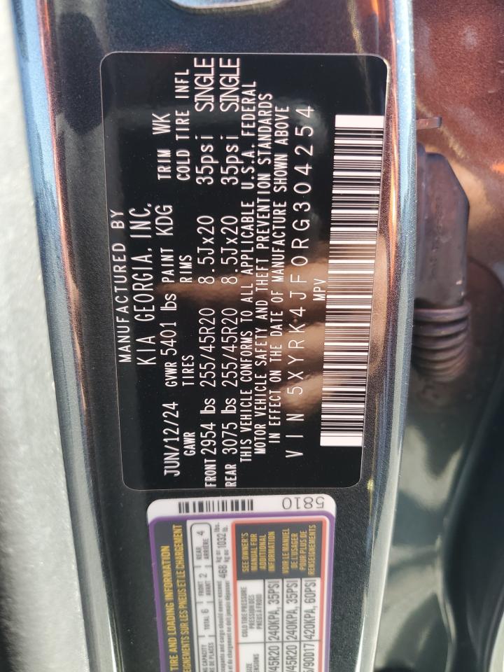 2024 KIA SORENTO SX VIN:5XYRK4JF0RG304254