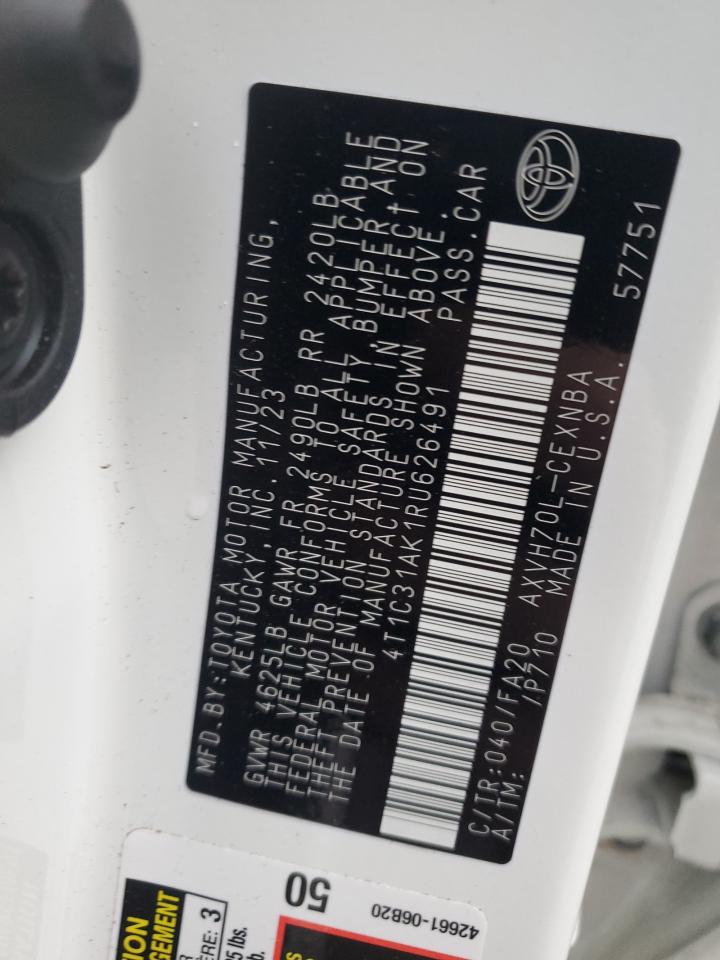 2024 TOYOTA CAMRY LE VIN:4T1C31AK1RU626491