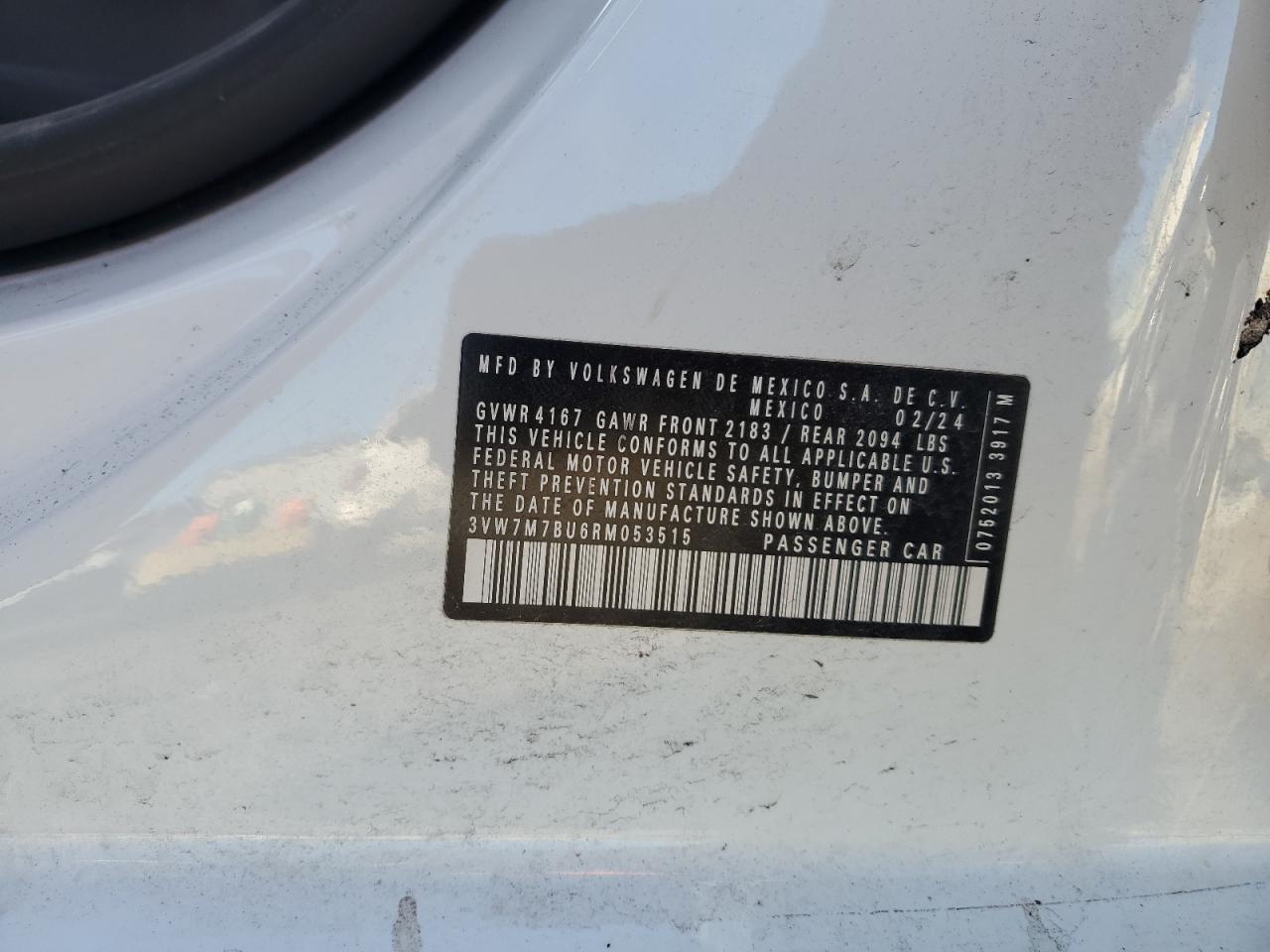 2024 VOLKSWAGEN JETTA SE VIN:1FDFE4FS0JDC17436