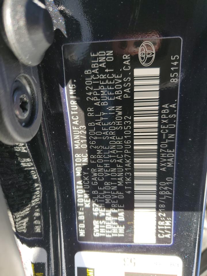 2023 TOYOTA CAMRY XSE VIN:4T1K31AK7PU610532