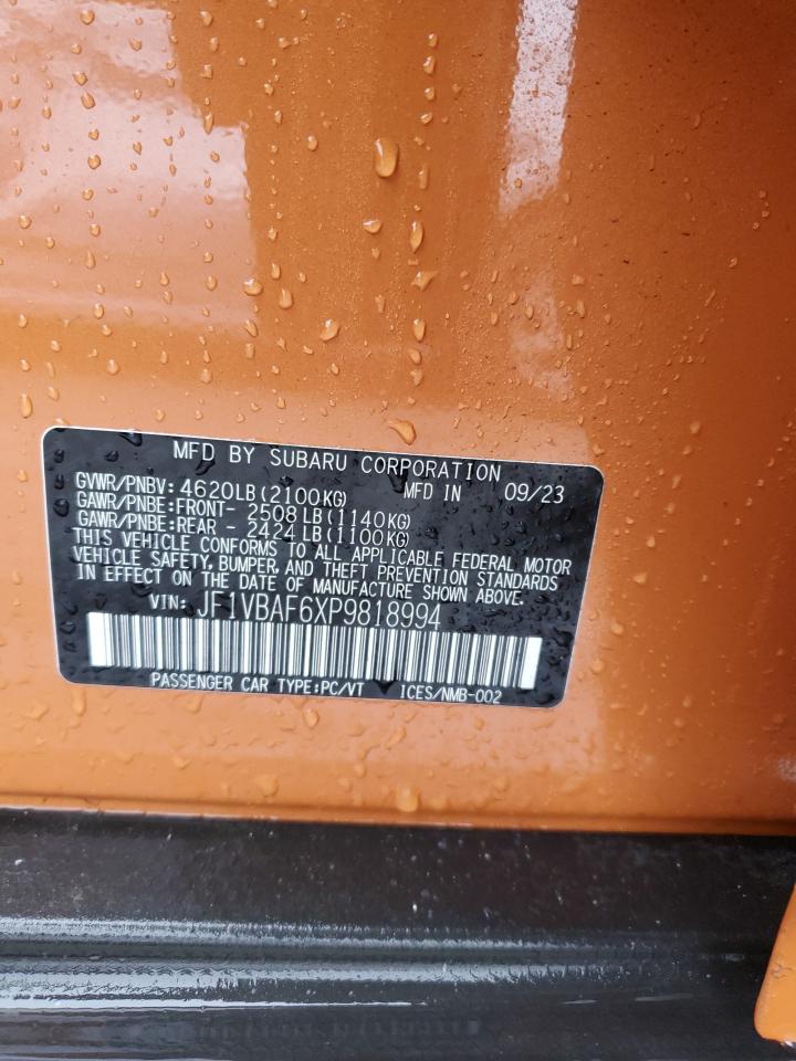 2023 SUBARU WRX PREMIUM VIN:JF1VBAF6XP9818994