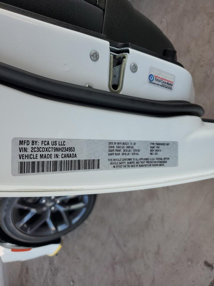 2022 DODGE CHARGER R/T VIN:2C3CDXCT9NH234953