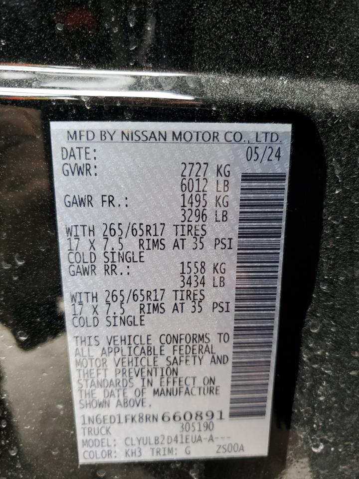 2024 NISSAN FRONTIER SV VIN:1N6ED1FK8RN660891