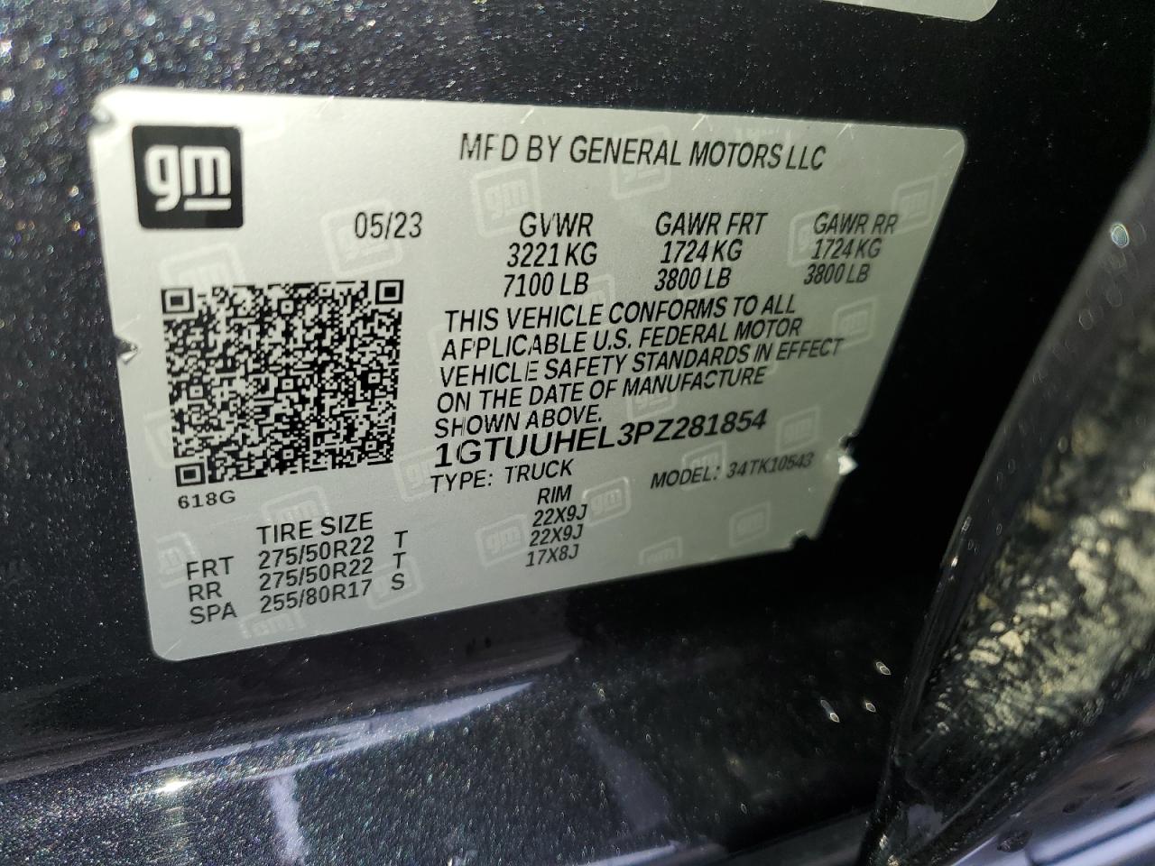 2023 GMC SIERRA K1500 DENALI ULTIMATE VIN:1GTUUHEL3PZ281854