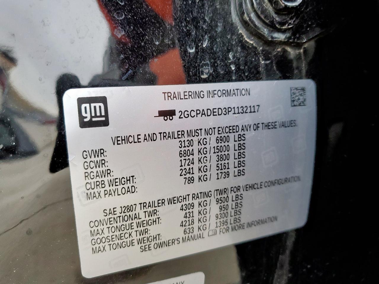 2023 CHEVROLET SILVERADO C1500 RST VIN:2GCPADED3P1132117