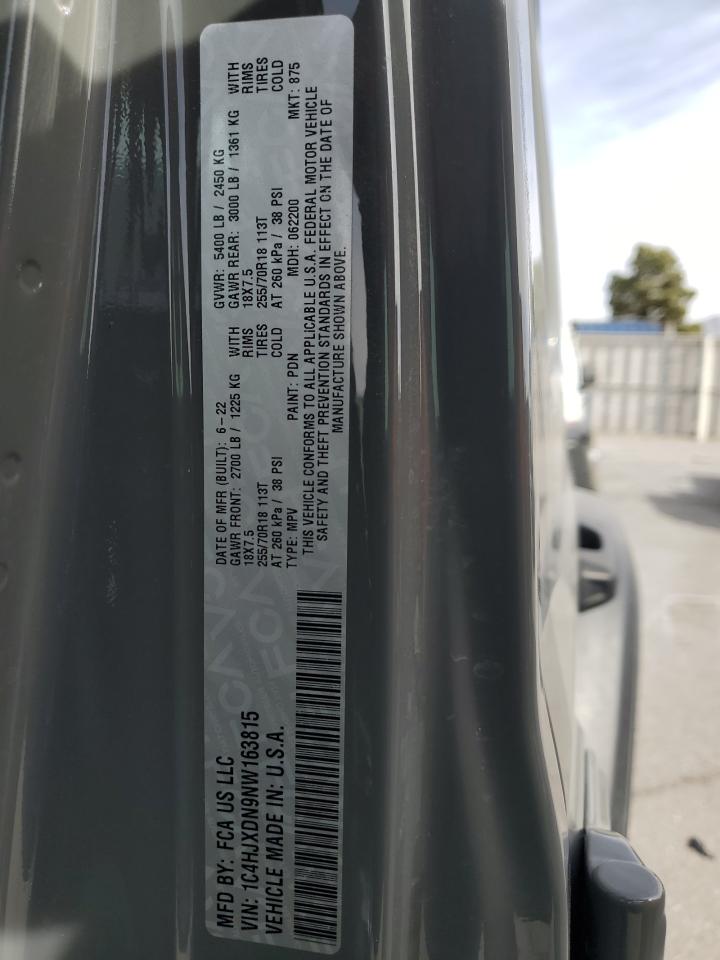 2022 JEEP WRANGLER UNLIMITED SPORT VIN:1C4HJXDN9NW163815