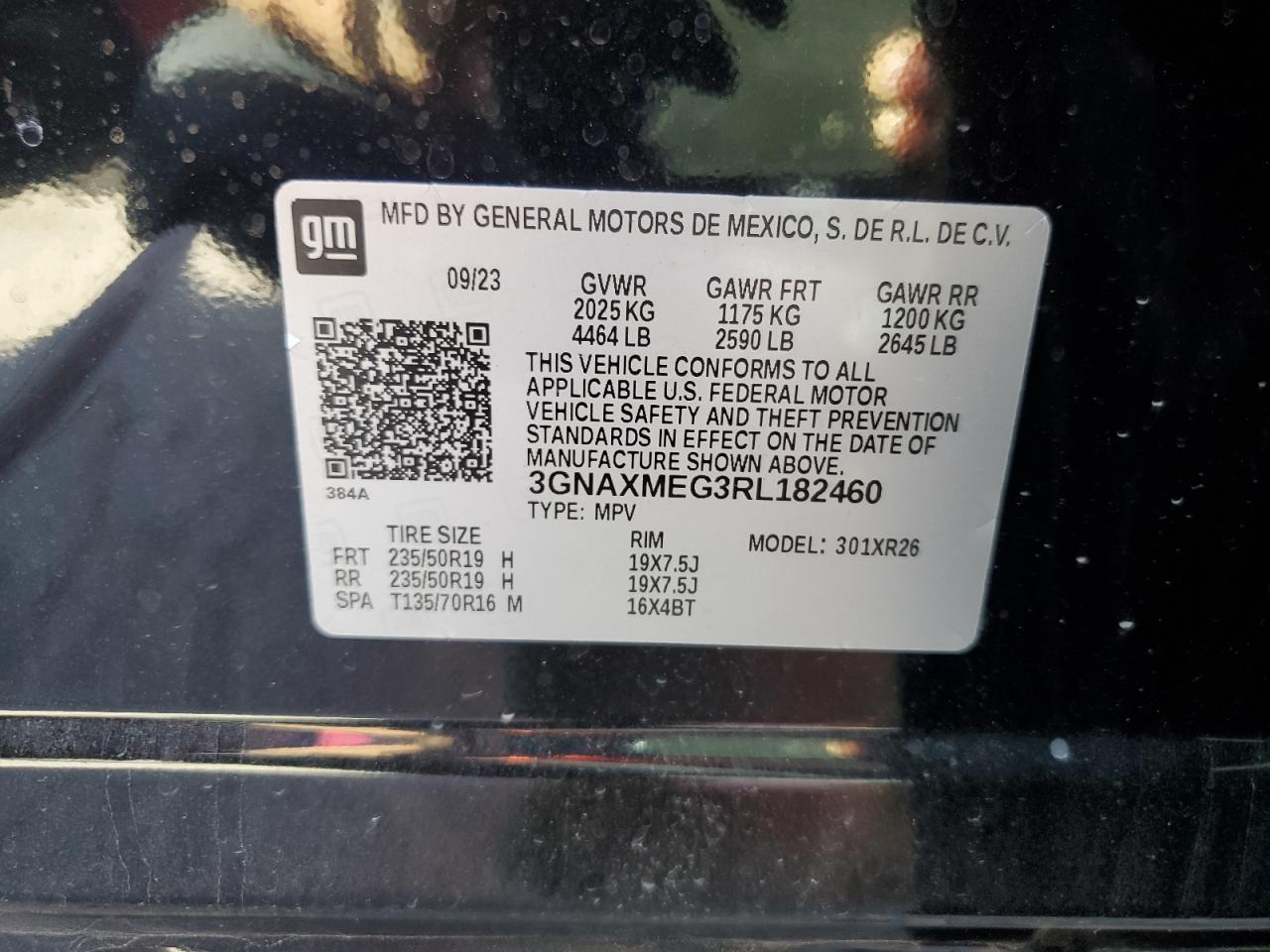 2024 CHEVROLET EQUINOX RS VIN:3GNAXMEG3RL182460