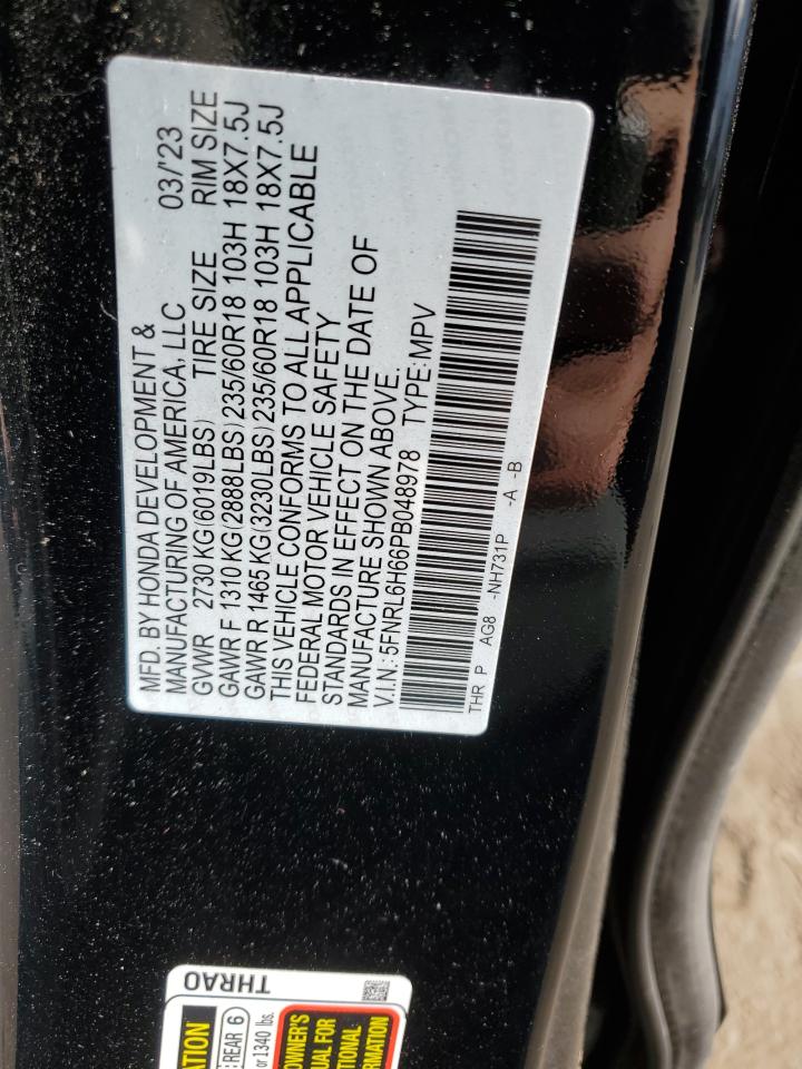 2023 HONDA ODYSSEY EXL VIN:5FNRL6H66PB048978