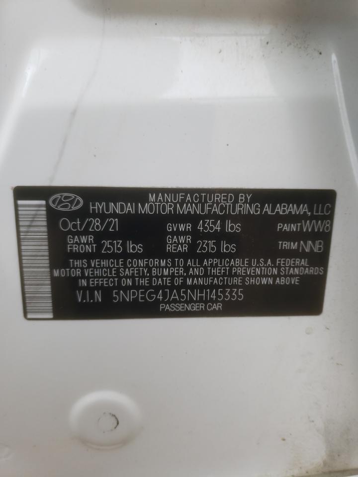 2022 HYUNDAI SONATA SE VIN:5NPEG4JA5NH145335