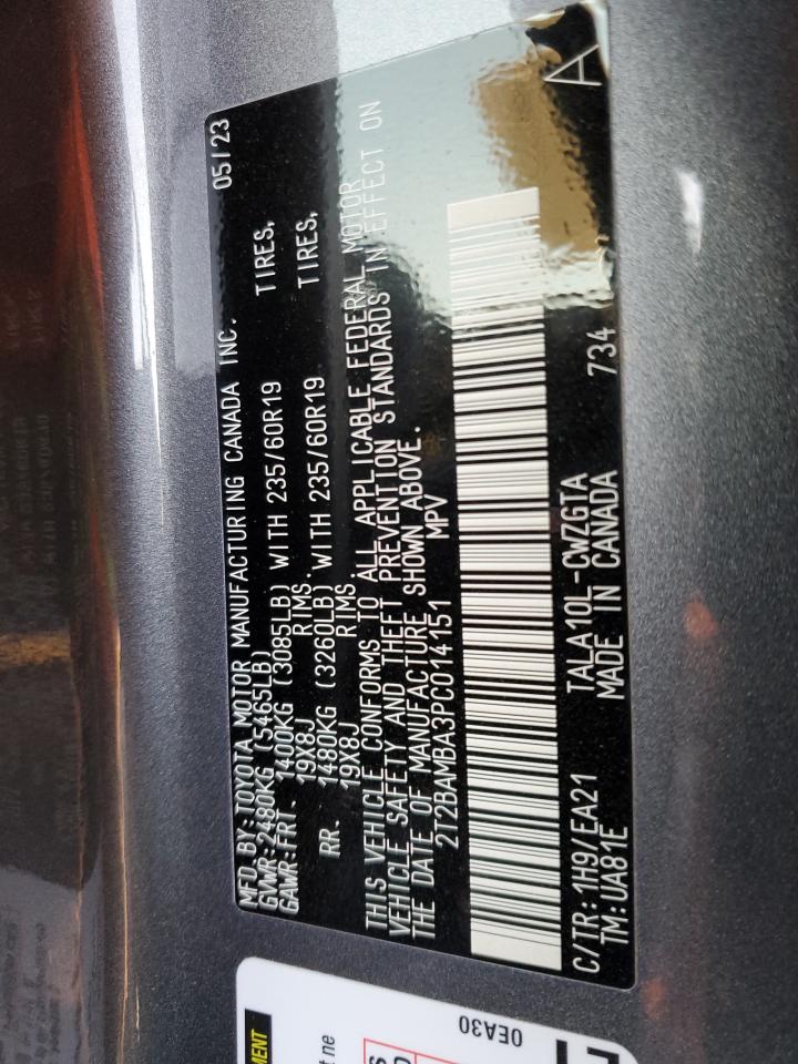2023 LEXUS RX 350 BASE VIN:2T2BAMBA3PC014151