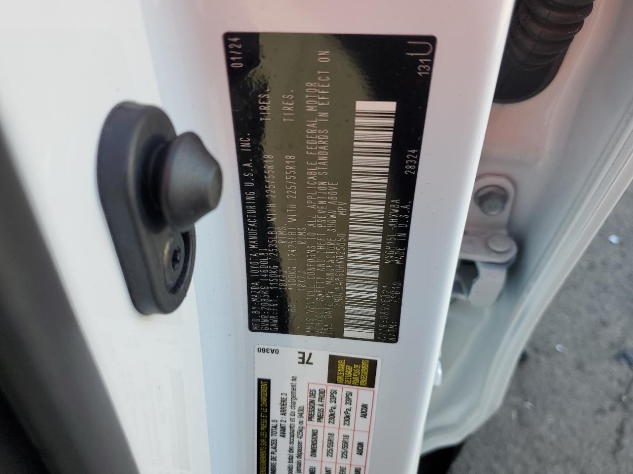 2024 TOYOTA COROLLA CROSS SE VIN:7MUFBABG0RV025050