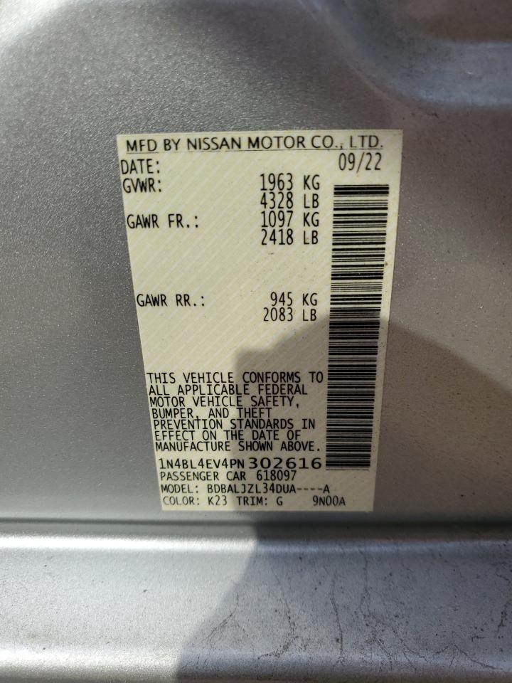 2023 NISSAN ALTIMA SL VIN:1N4BL4EV4PN302616