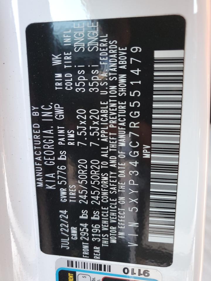 2024 KIA TELLURIDE EX VIN:5XYP34GC7RG551479