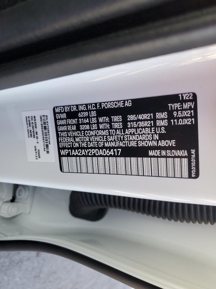 2023 PORSCHE CAYENNE BASE VIN:WP1AA2AY2PDA06417