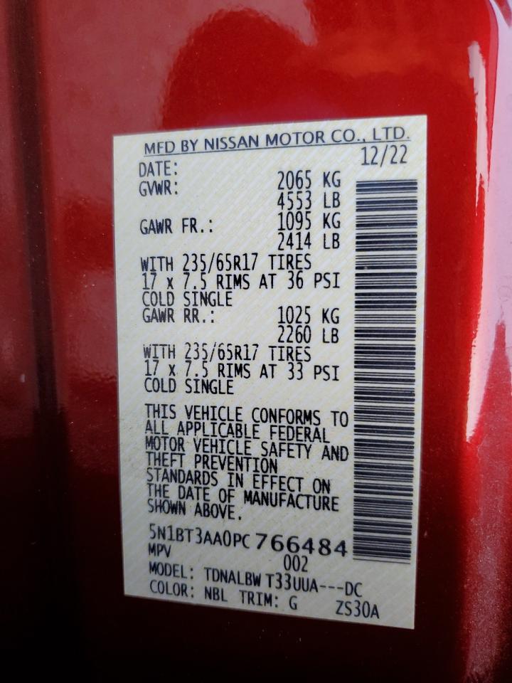 2023 NISSAN ROGUE S VIN:5N1BT3AA0PC766484