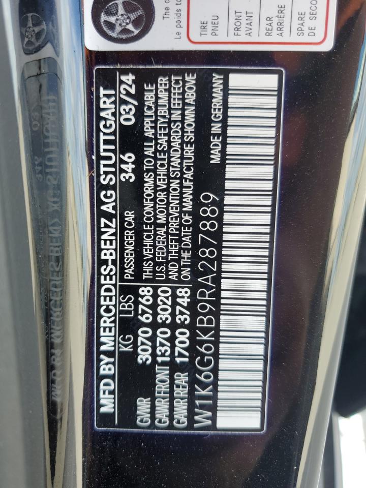 2024 MERCEDES-BENZ S S580E 4MATIC VIN:W1K6G6KB9RA287889