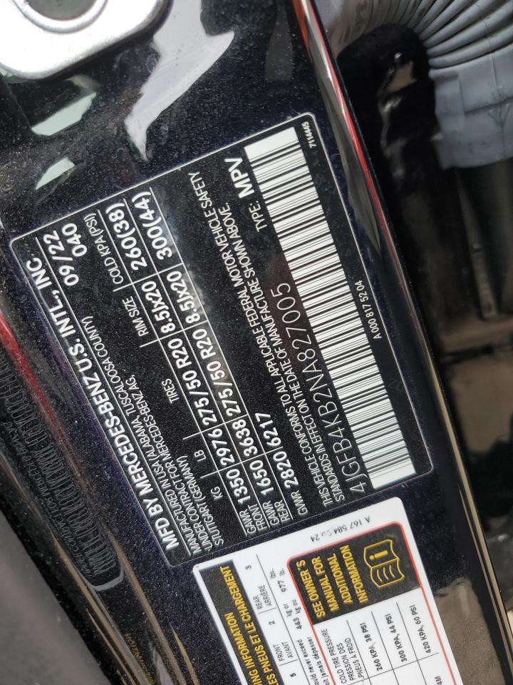 2022 MERCEDES-BENZ GLE 350 4MATIC VIN:4JGFB4KB2NA827005