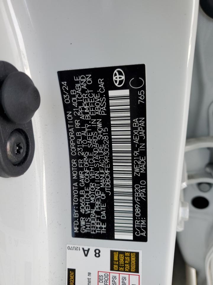 2024 TOYOTA COROLLA LE VIN:JTDBCMFE9R3052815
