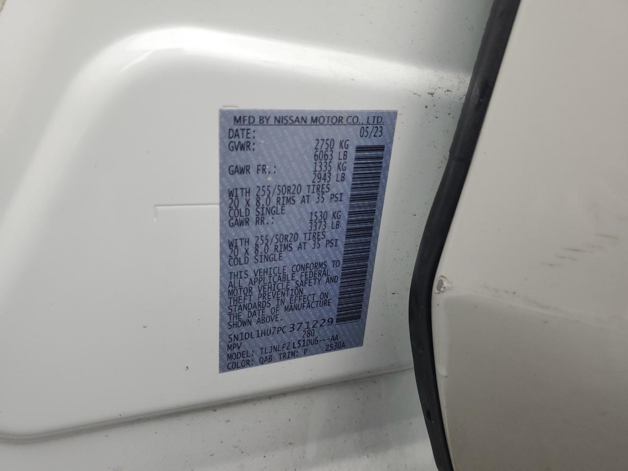 2023 INFINITI QX60 AUTOGRAPH VIN:5N1DL1HU7PC371229