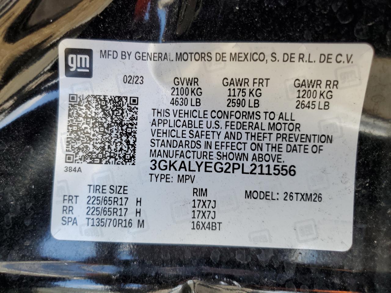 2023 GMC TERRAIN AT4 VIN:3GKALYEG2PL211556