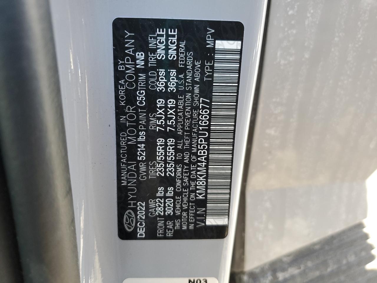 2023 HYUNDAI IONIQ 5 SE VIN:KM8KM4AB5PU166677