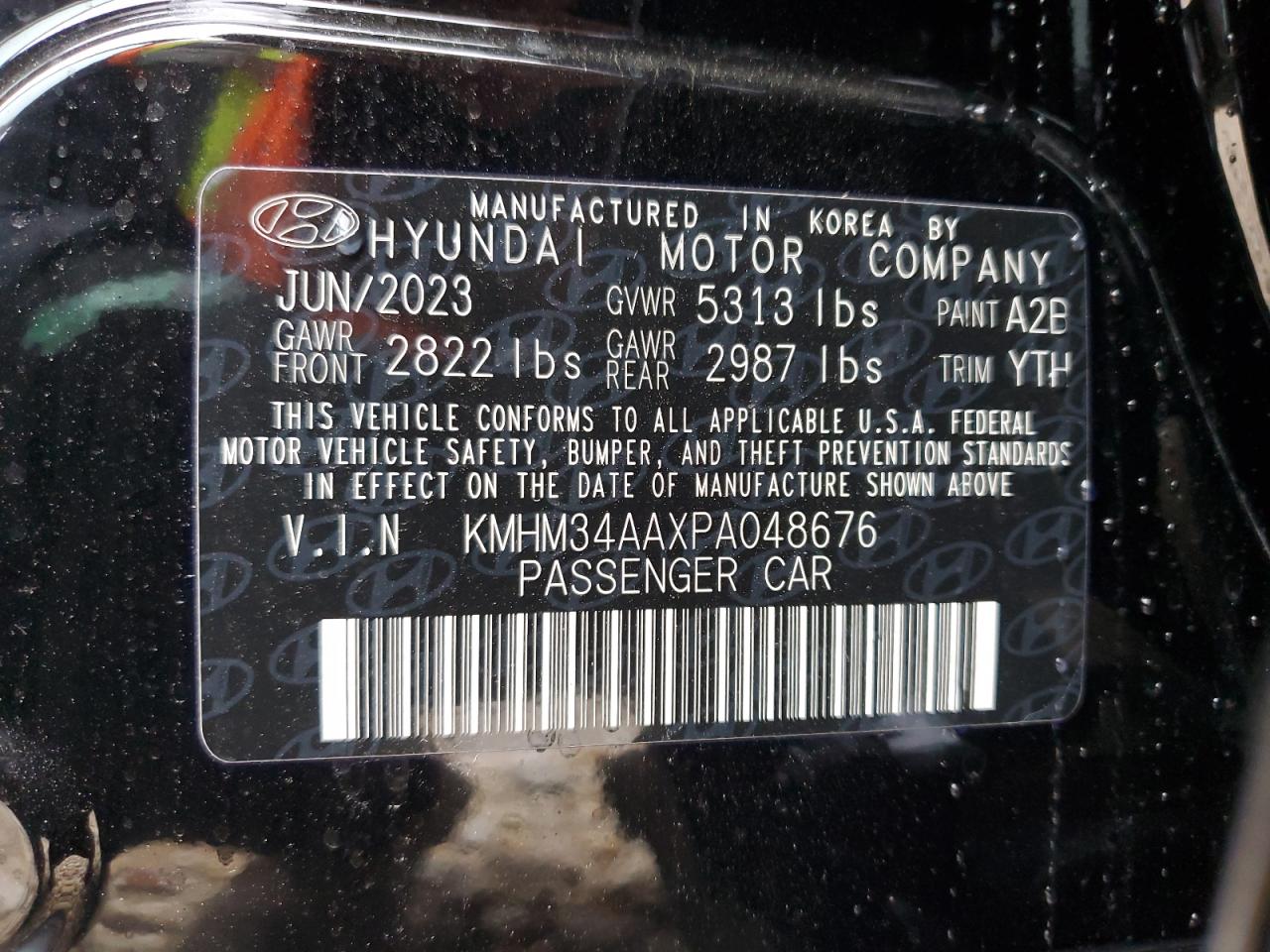 2023 HYUNDAI IONIQ 6 SEL VIN:KMHM34AAXPA048676