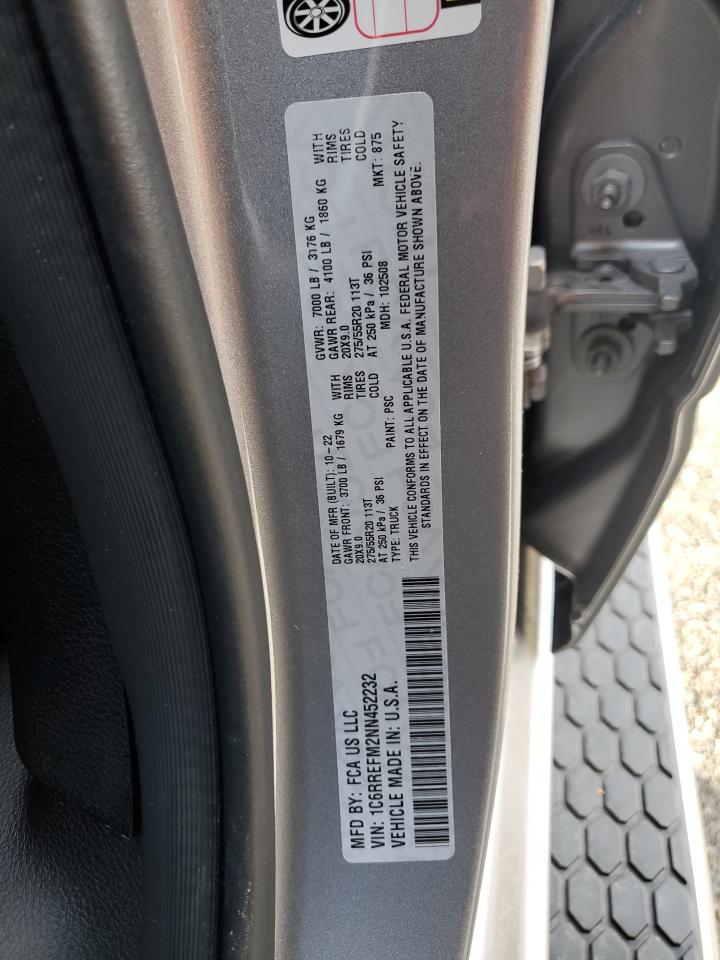 2022 RAM 1500 BIG HORN/LONE STAR VIN:1C6RREFM2NN452232