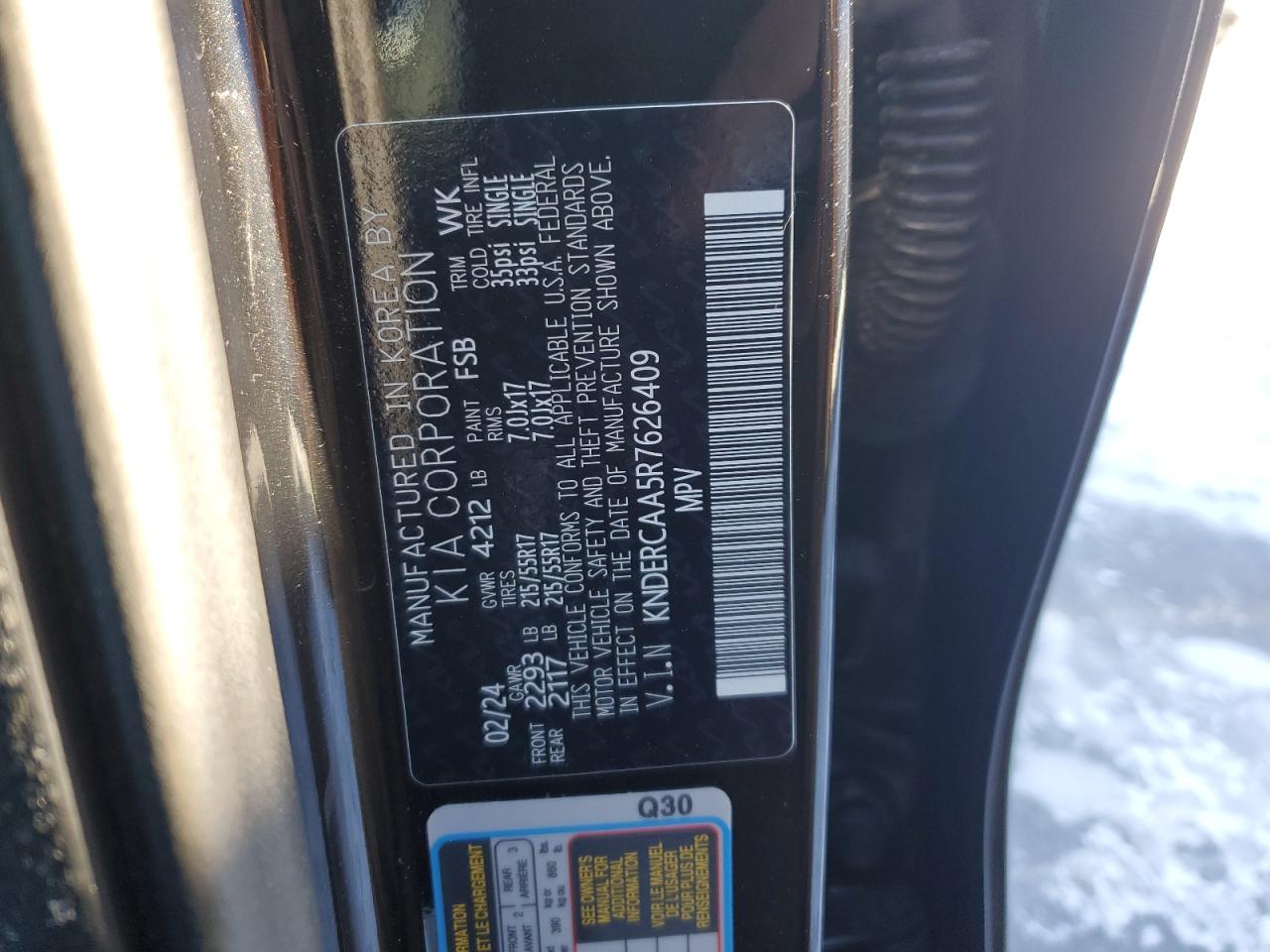 2024 KIA SELTOS EX VIN:KNDERCAA5R7626409