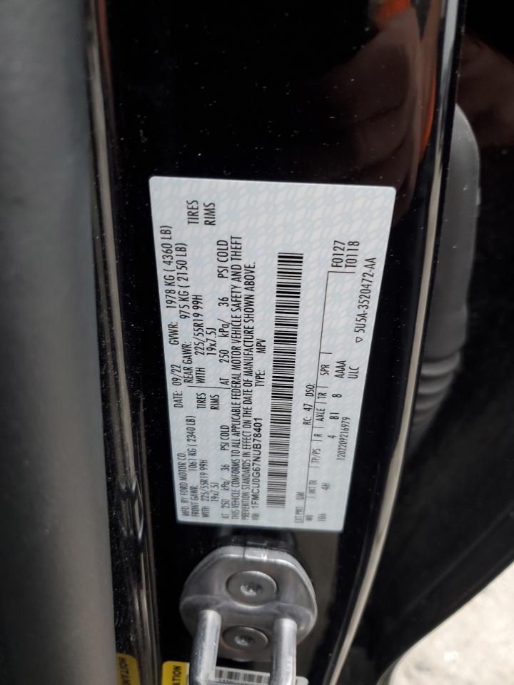 2022 FORD ESCAPE SE VIN:1FMCU0G67NUB78401