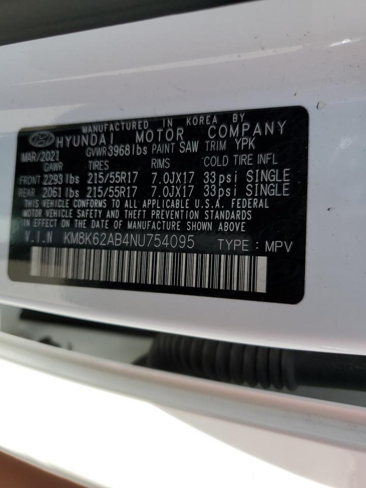 2022 HYUNDAI KONA SEL VIN:KM8K62AB4NU754095