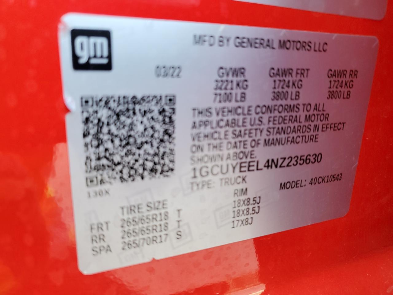 2022 CHEVROLET SILVERADO LTD K1500 RST VIN:1GCUYEEL4NZ235630