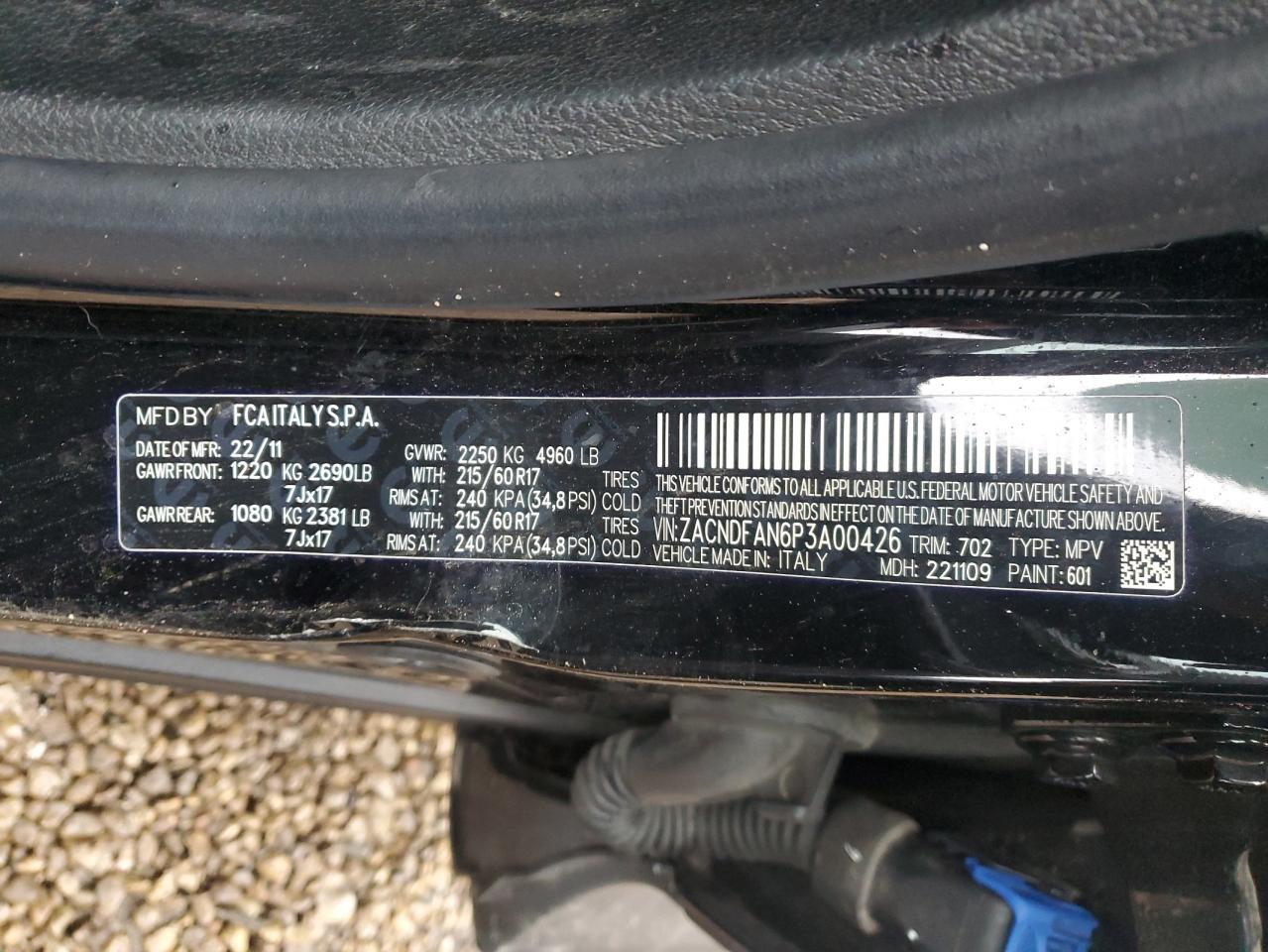 2023 DODGE HORNET GT VIN:ZACNDFAN6P3A00426