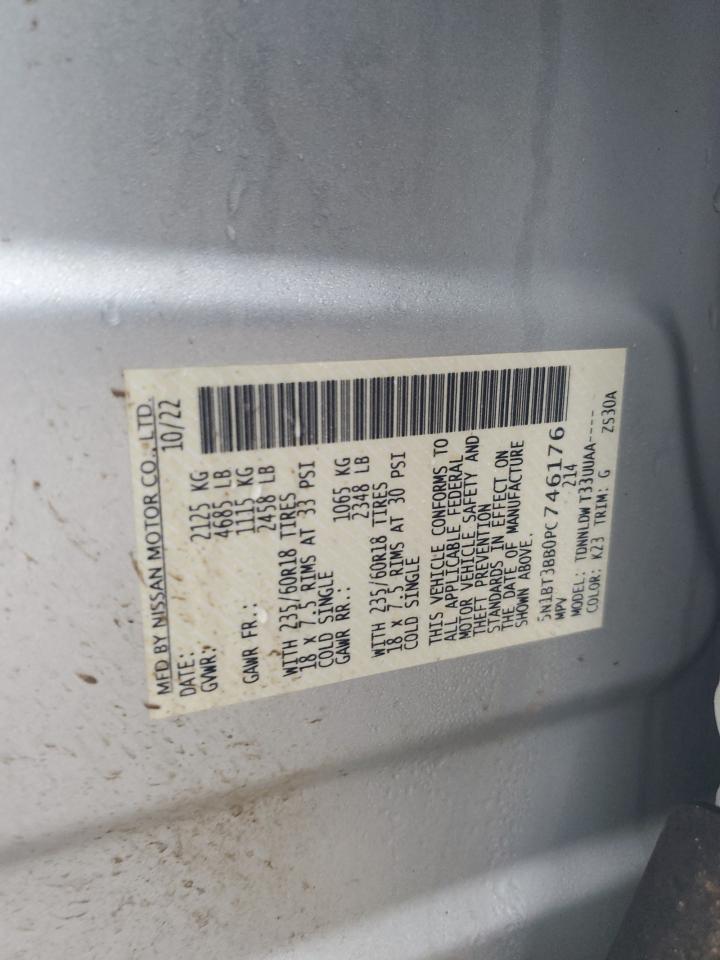 2023 NISSAN ROGUE SV VIN:5N1BT3BB0PC746176