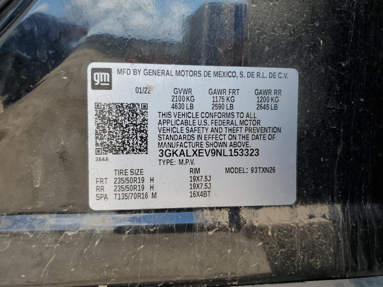 2022 GMC TERRAIN DENALI VIN:3GKALXEV9NL153323
