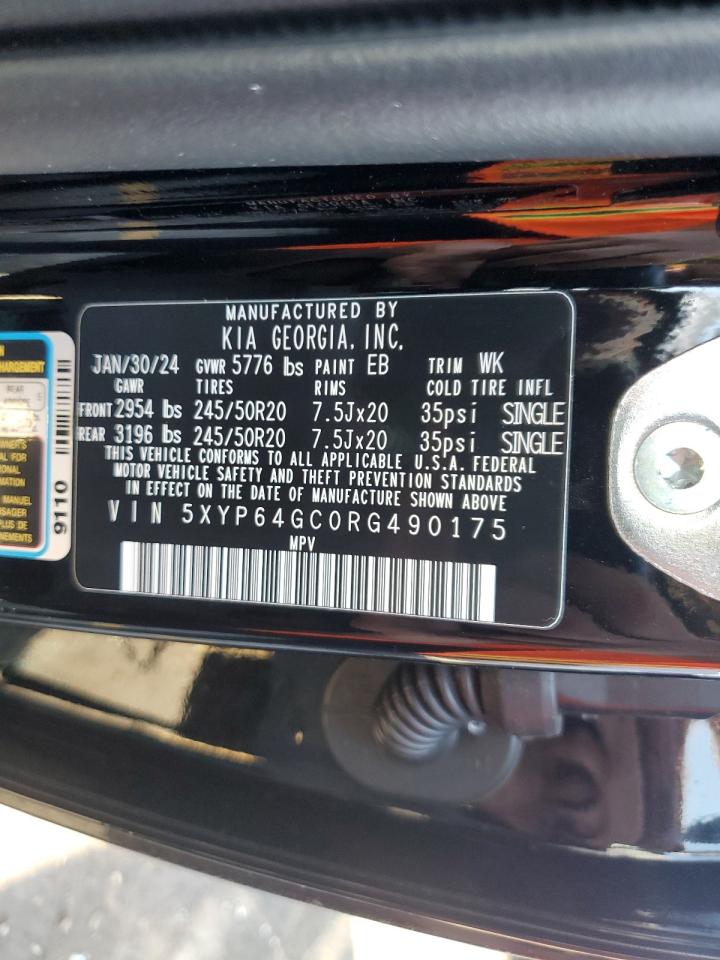2024 KIA TELLURIDE S VIN:5XYP64GC0RG490175