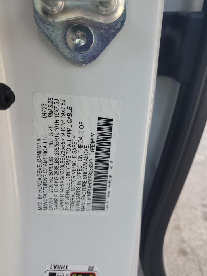 2023 HONDA ODYSSEY SPORT-L VIN:5FNRL6H78PB056640