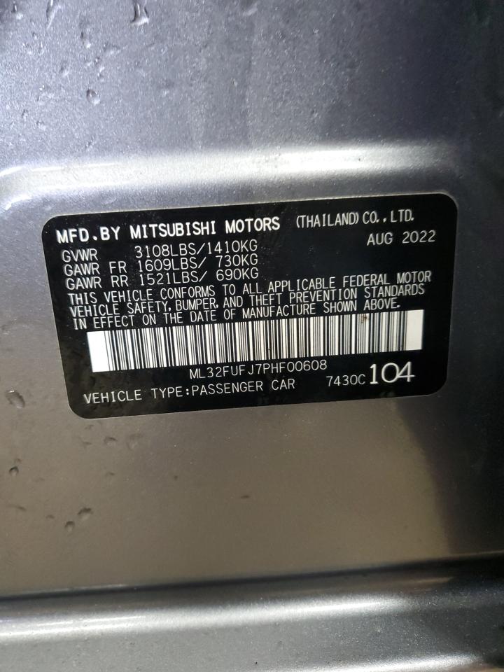 2023 MITSUBISHI MIRAGE G4 ES VIN:ML32FUFJ7PHF00608