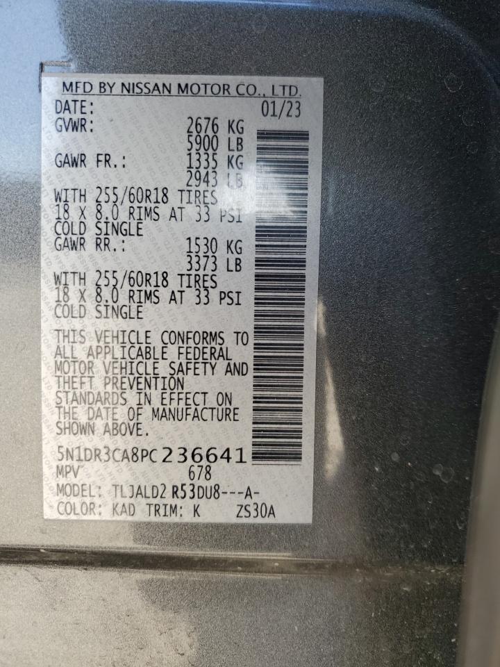 2023 NISSAN PATHFINDER SL VIN:5N1DR3CA8PC236641