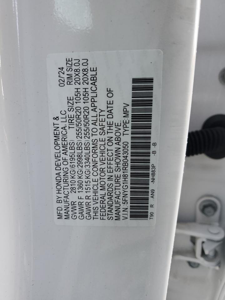 2024 HONDA PILOT ELITE VIN:5FNYG1H81RB043050