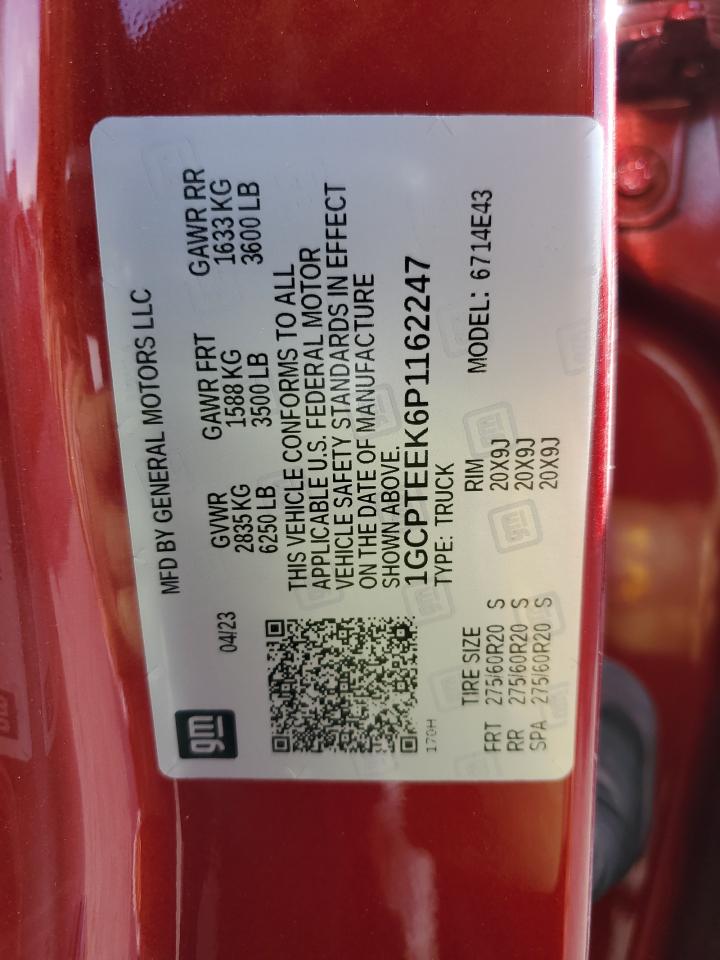 2023 CHEVROLET COLORADO TRAIL BOSS VIN:1GCPTEEK6P1162247