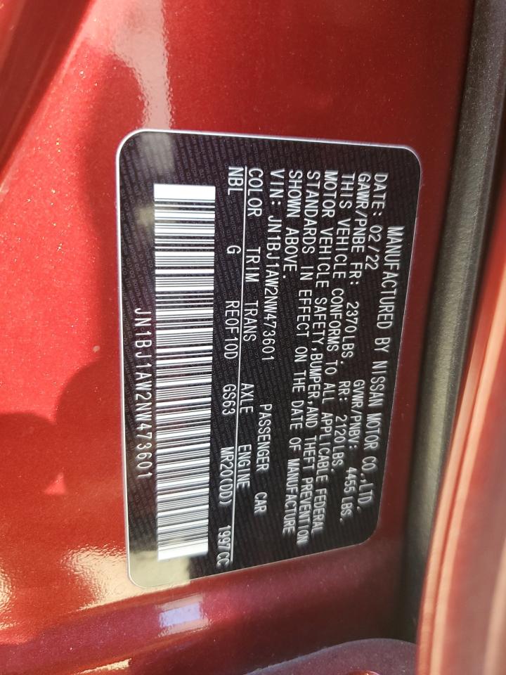 2022 NISSAN ROGUE SPORT S VIN:JN1BJ1AW2NW473601