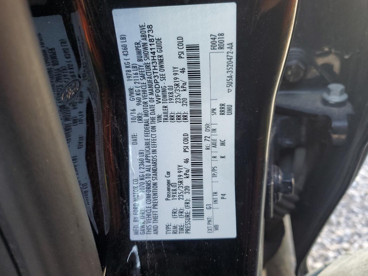 2024 FORD FOCUS RS VIN:WF0DP3TH3H4118738