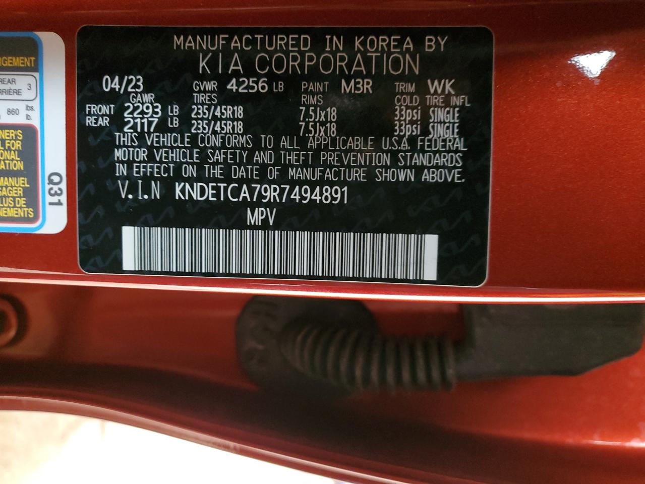 2024 KIA SELTOS SX VIN:KNDETCA79R7494891