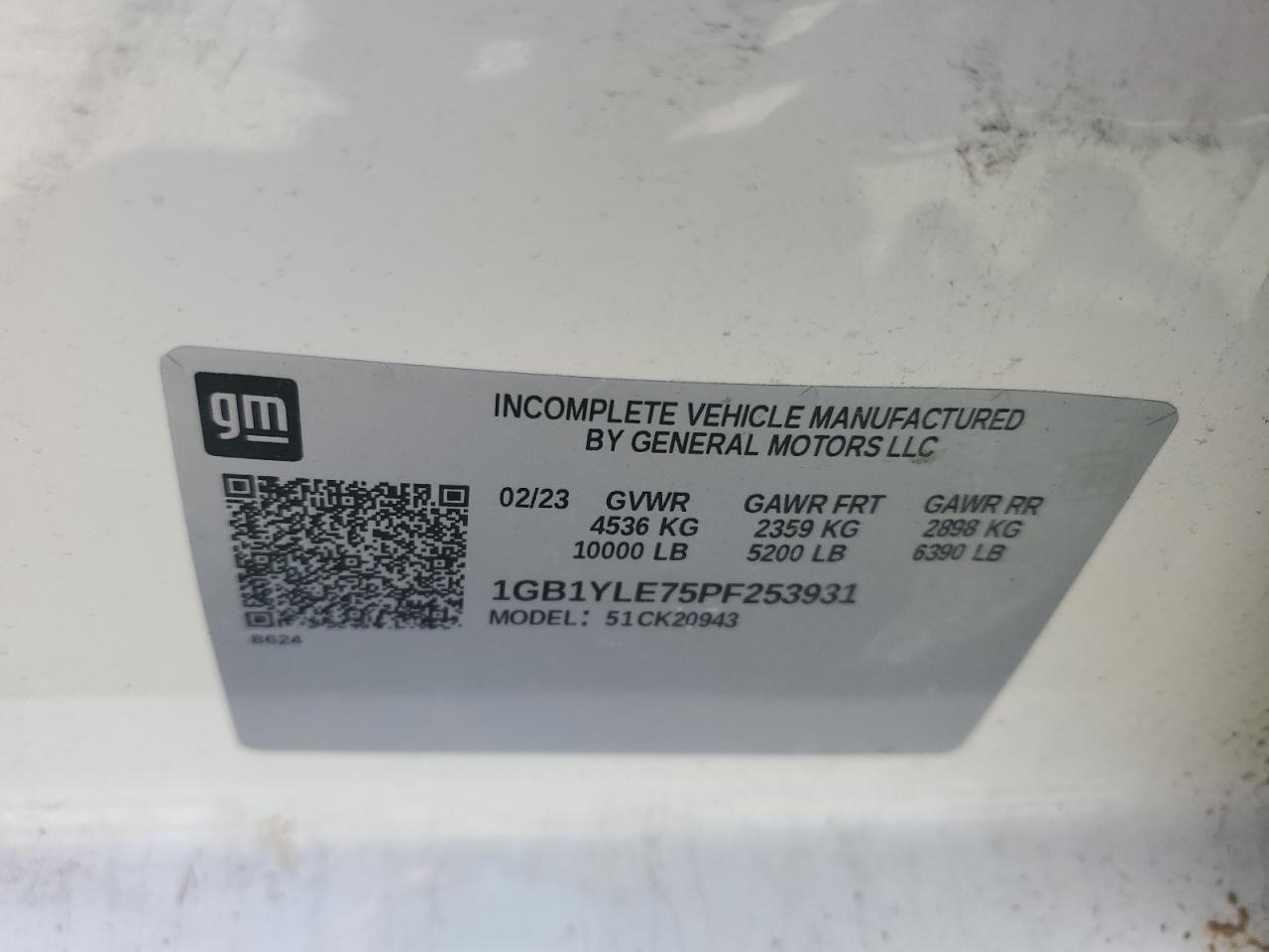 2023 CHEVROLET SILVERADO K2500 HEAVY DUTY VIN:1GB1YLE75PF253931