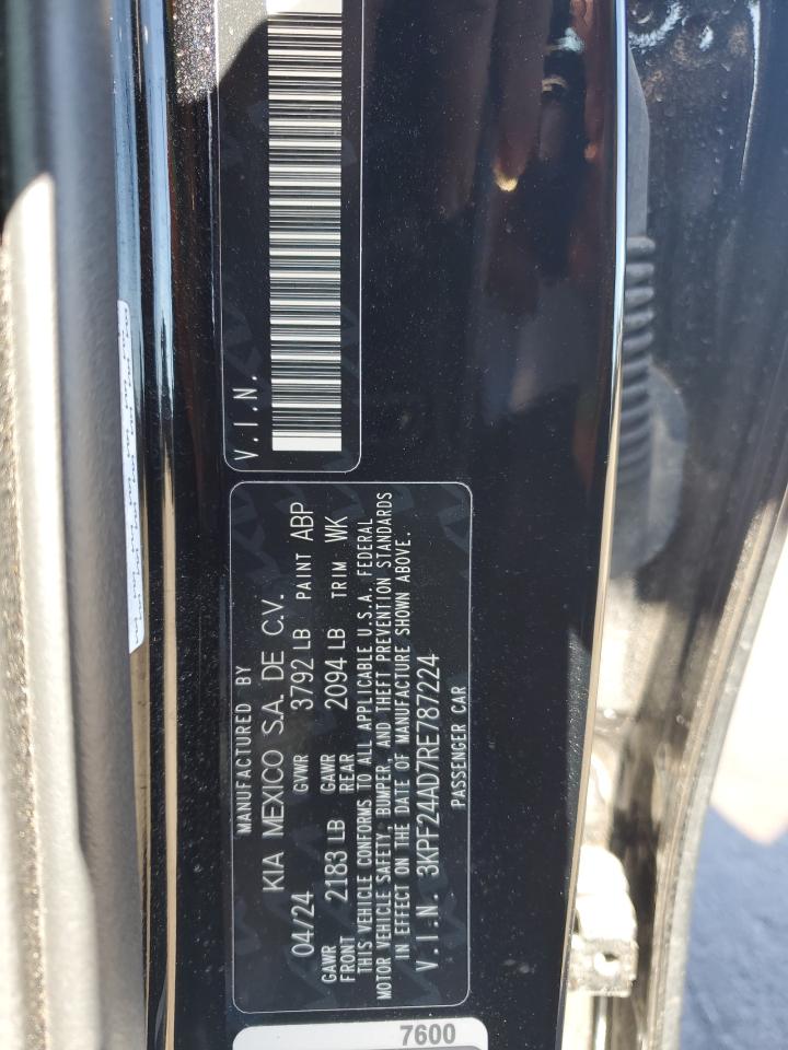 2024 KIA FORTE LX VIN:3KPF24AD7RE787224
