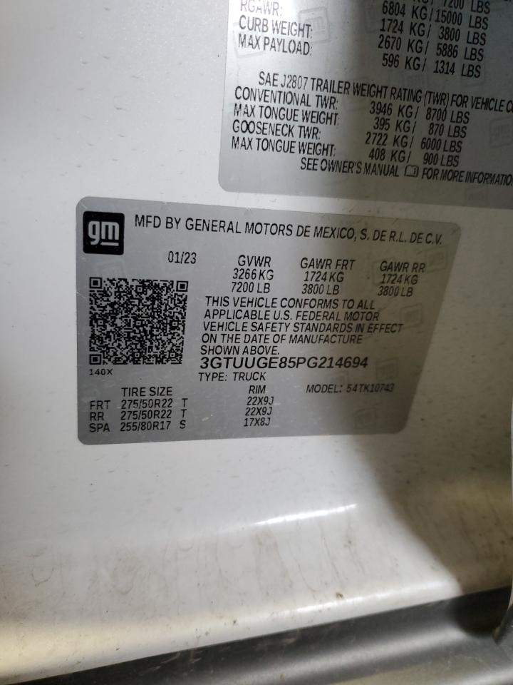 2023 GMC SIERRA K1500 DENALI VIN:3GTUUGE85PG214694
