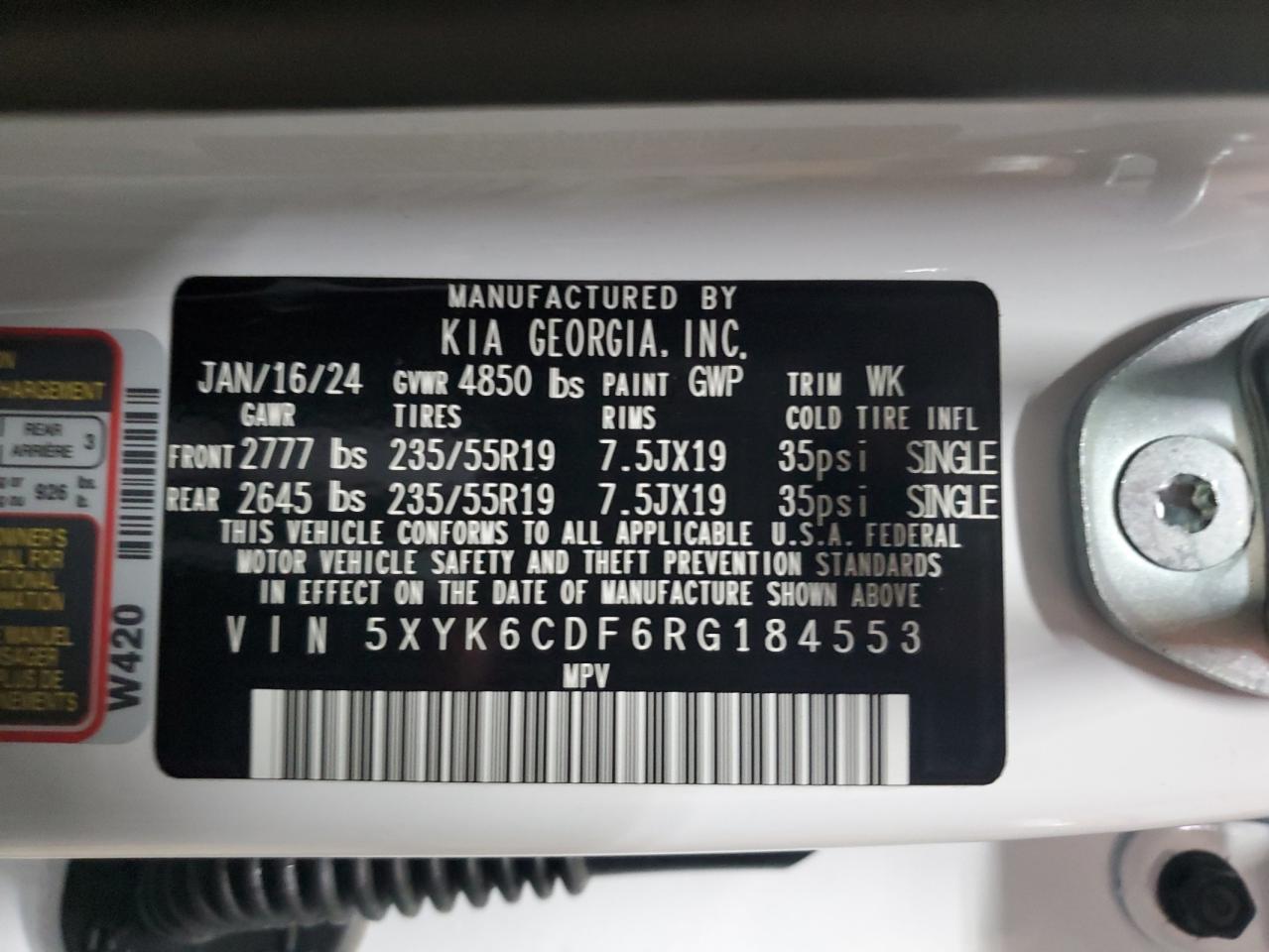 2024 KIA SPORTAGE X LINE VIN:5XYK6CDF6RG184553