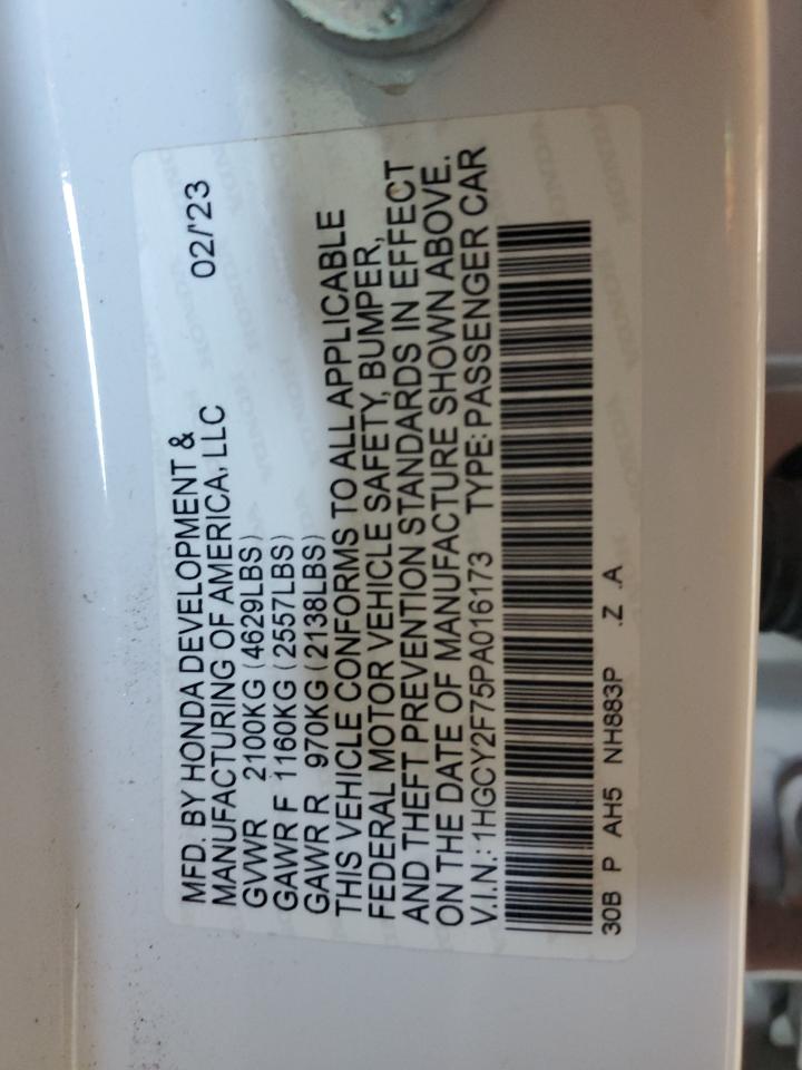 2023 HONDA ACCORD HYBRID SPORT-L VIN:1HGCY2F75PA016173